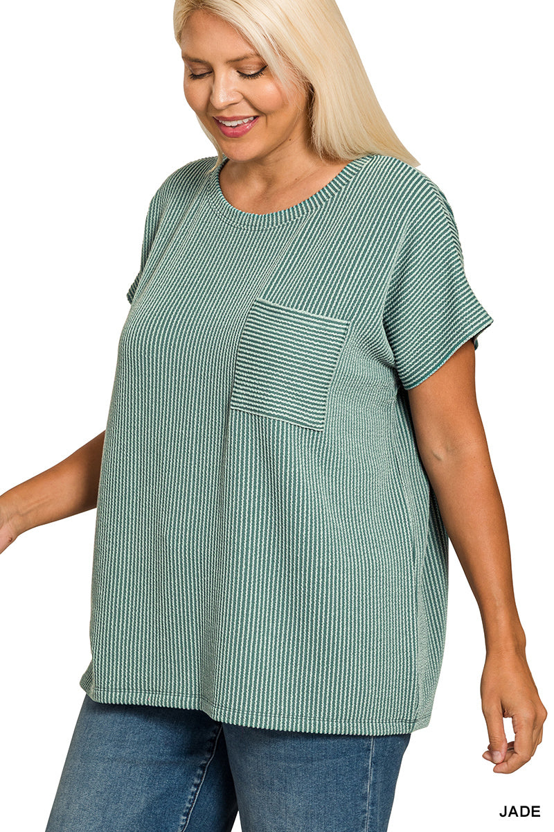 Raised Rib Pocket Boxy Top