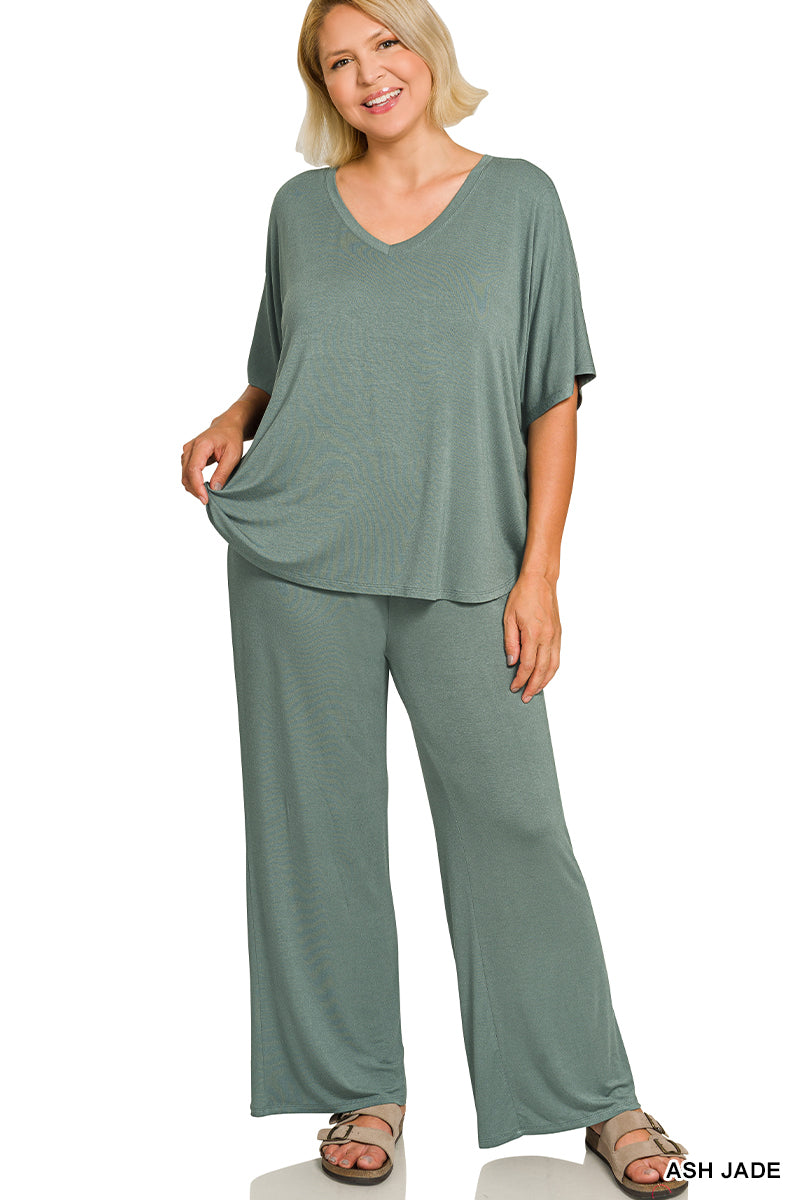 V-Neck Pant Set