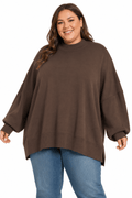 PLUS SIZE ZENANA SIDE SLIT OVERSIZED SWEATER - Extra