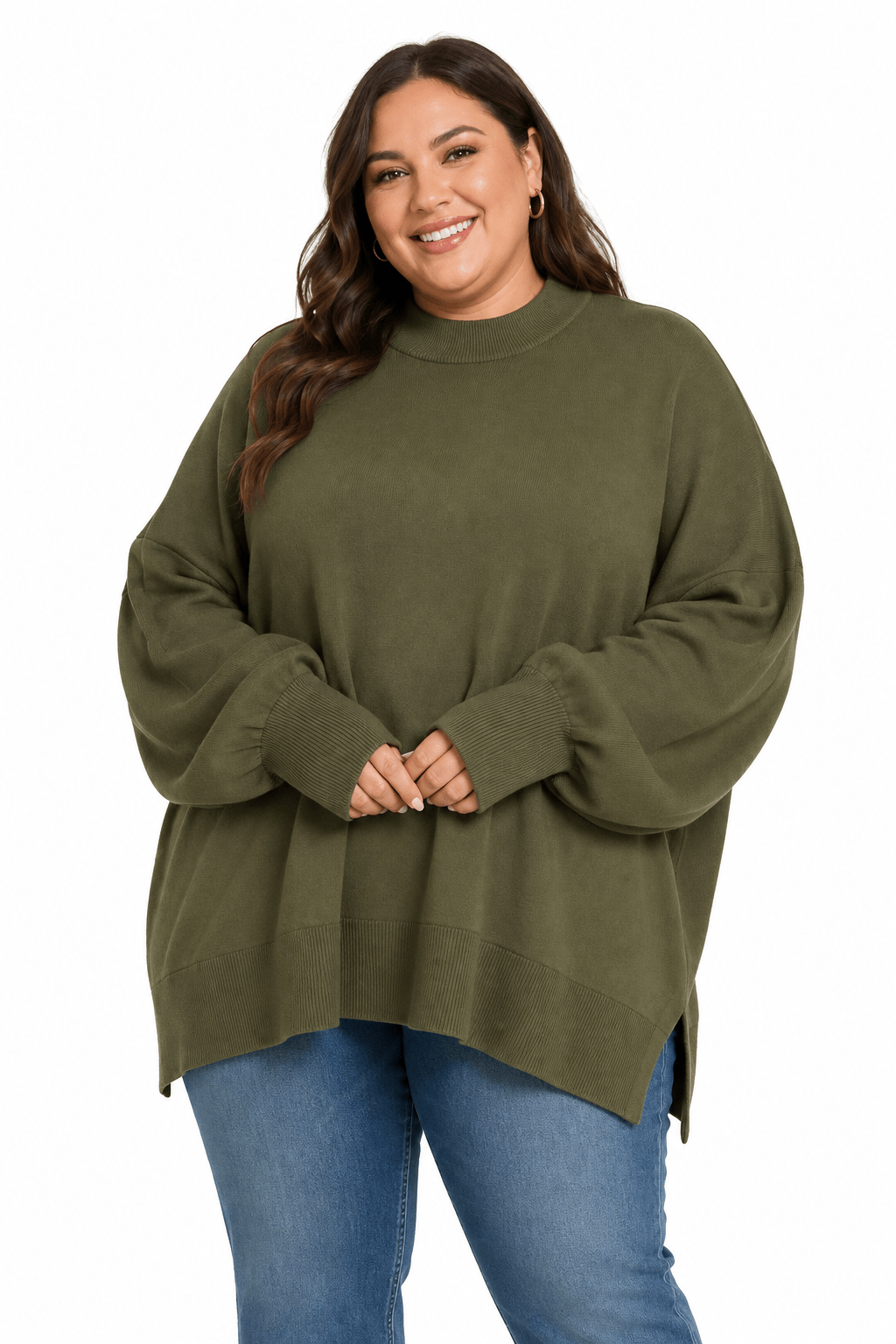 PLUS SIZE ZENANA SIDE SLIT OVERSIZED SWEATER - Extra