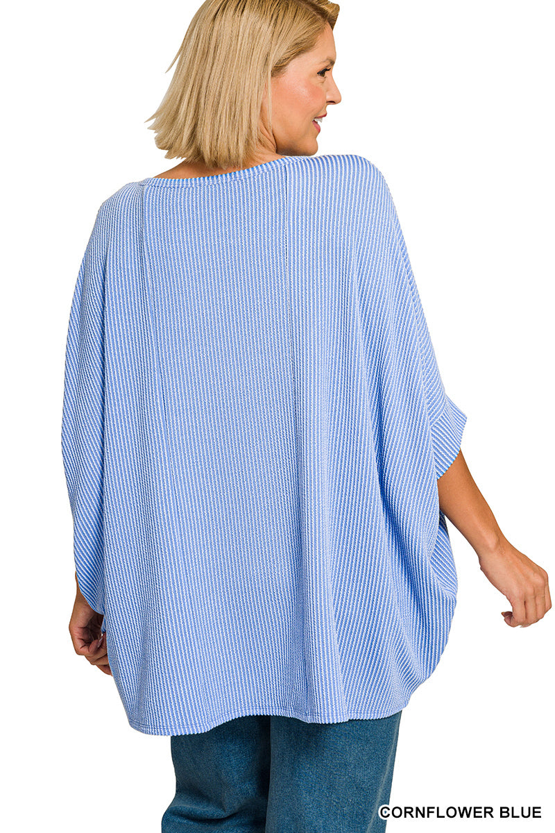 Raised Rib Bat Sleeve Top