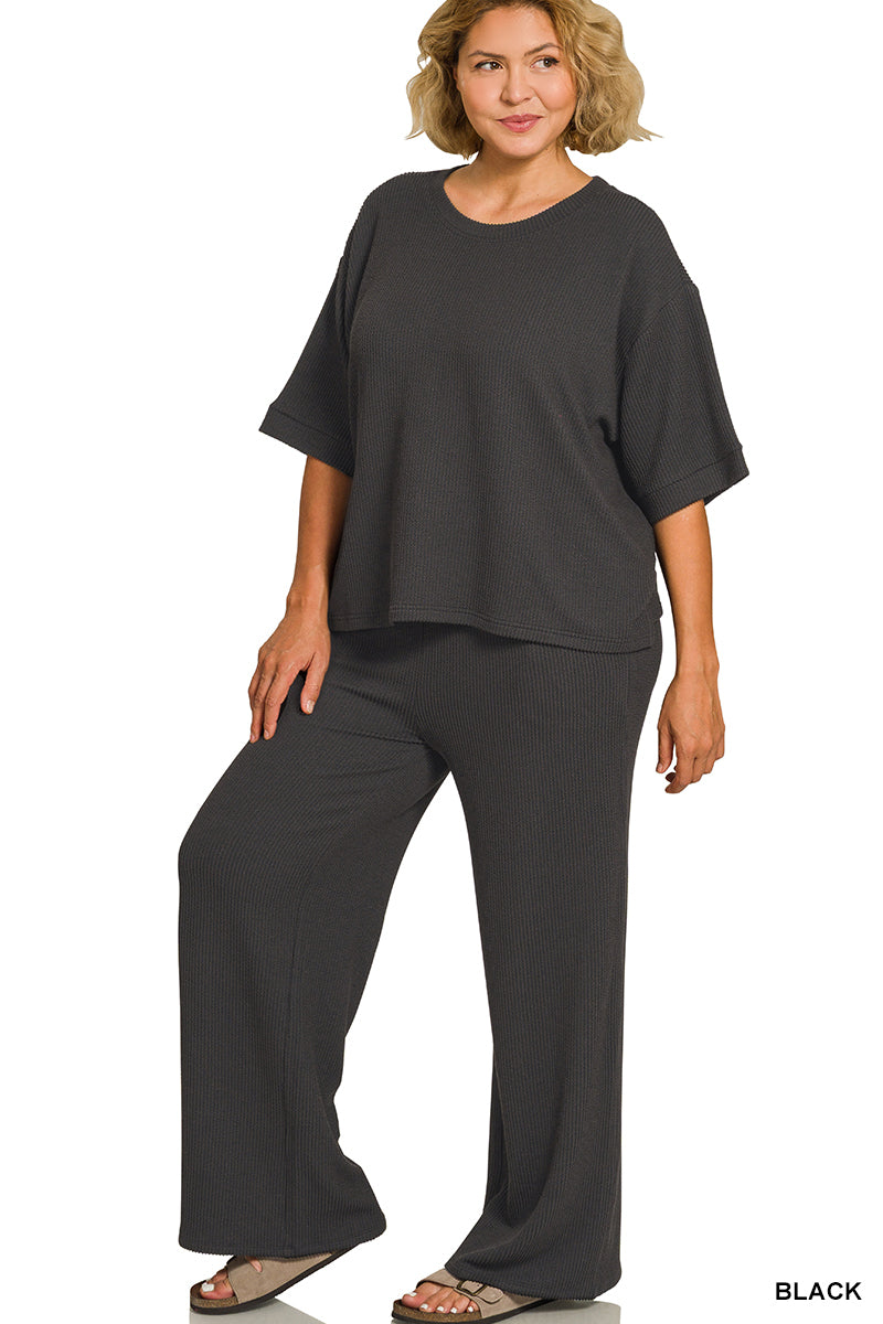 Plus Raised Rib Pant Set