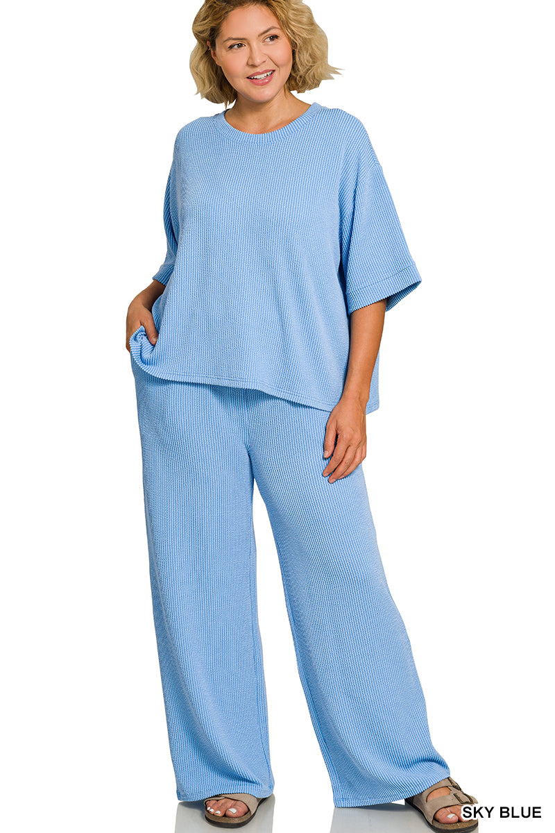 Plus Raised Rib Pant Set