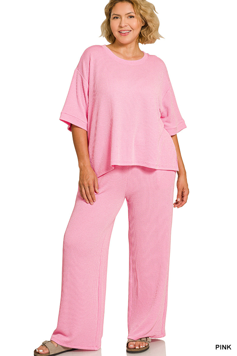 Plus Raised Rib Pant Set