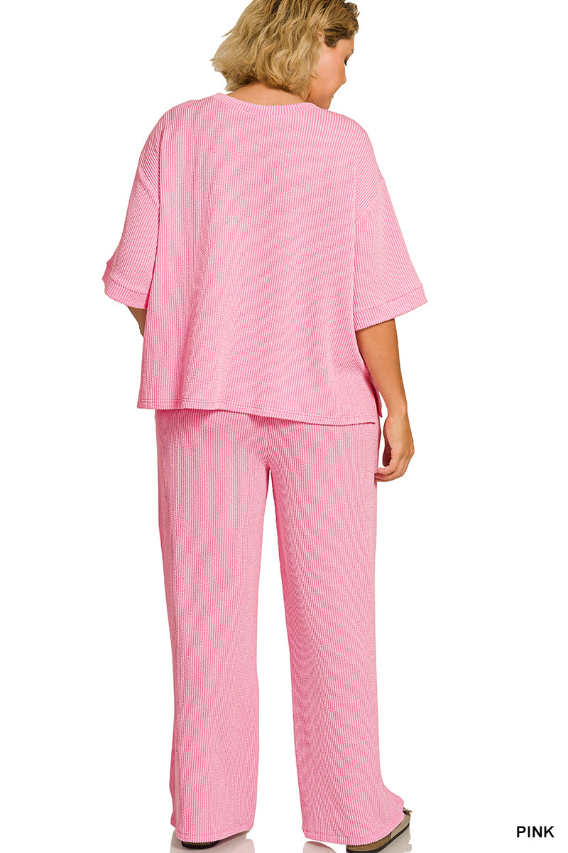 Plus Raised Rib Pant Set