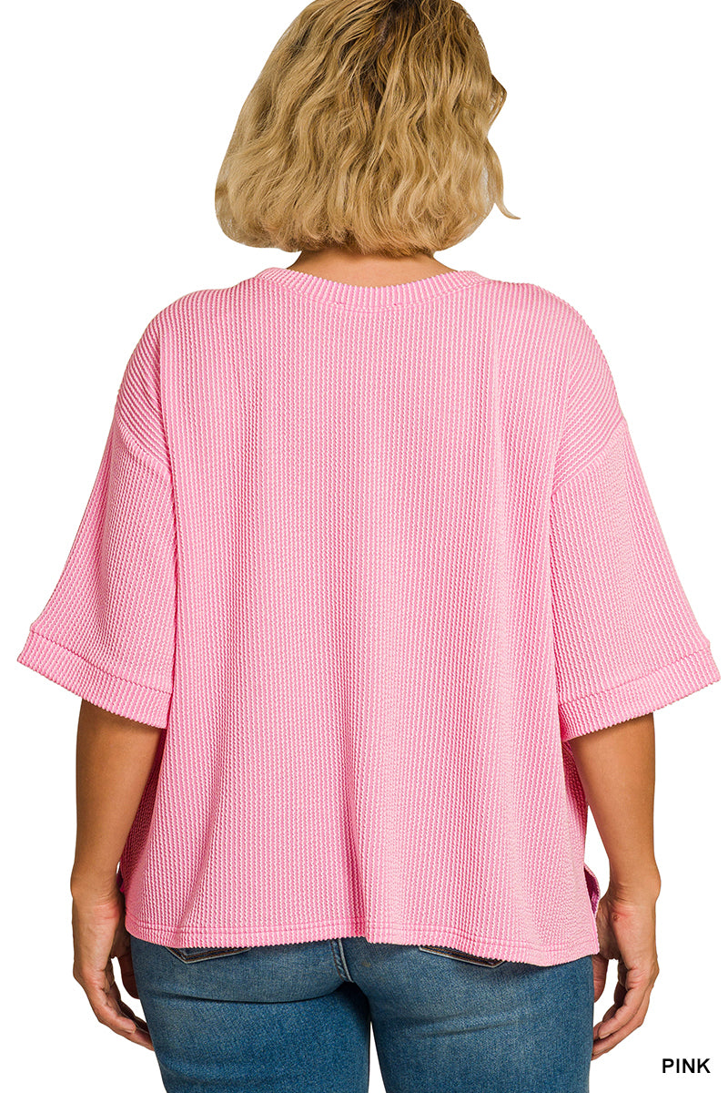 Plus Raised Rib Pant Set