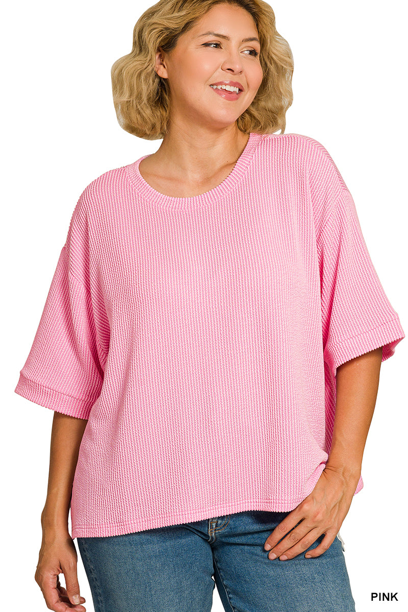 Plus Raised Rib Pant Set