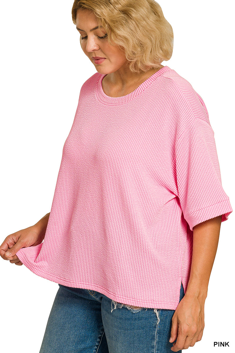 Plus Raised Rib Pant Set