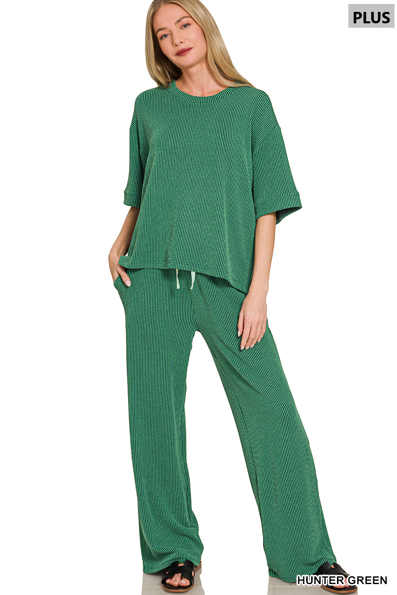 Plus Raised Rib Pant Set