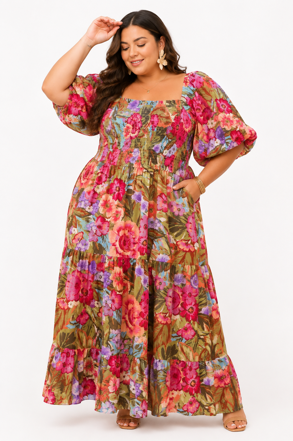 Plus Size Women's Floral Maxi Dress