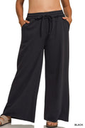 PLUS ZENANA FLEECE EXPOSED SEAM WIDE LEG SWEATPANTS - Extra