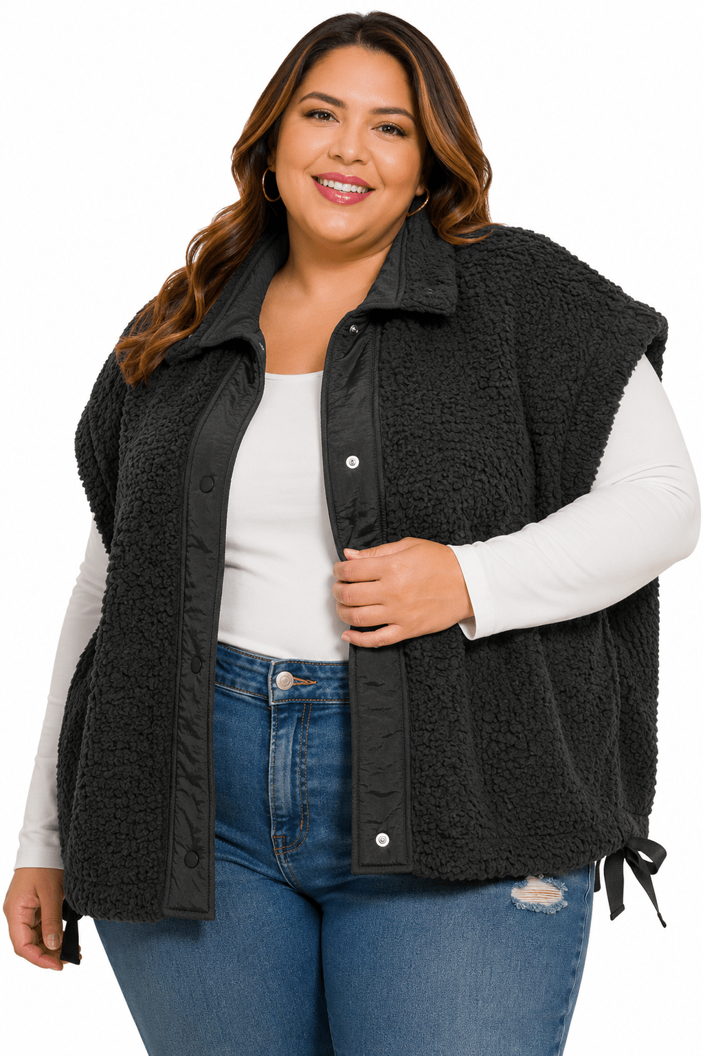 PLUS ZENANA OVERSIZED FAUX FUR VEST - Extra
