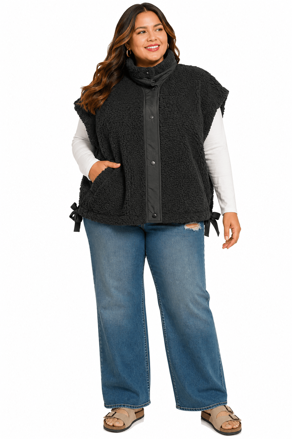 PLUS ZENANA OVERSIZED FAUX FUR VEST - Extra