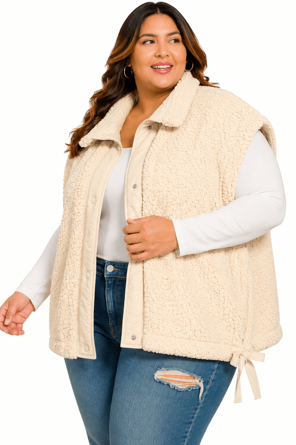 PLUS ZENANA OVERSIZED FAUX FUR VEST - Extra