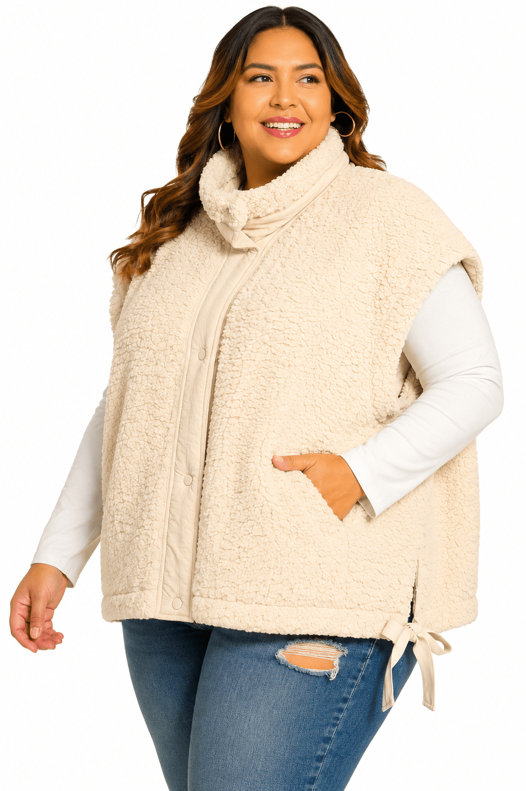 PLUS ZENANA OVERSIZED FAUX FUR VEST - Extra
